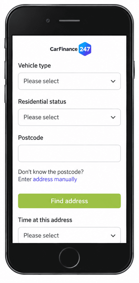 CarFinance247 original application form on mobile