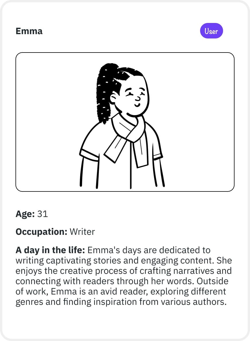 Example People card for Emma
